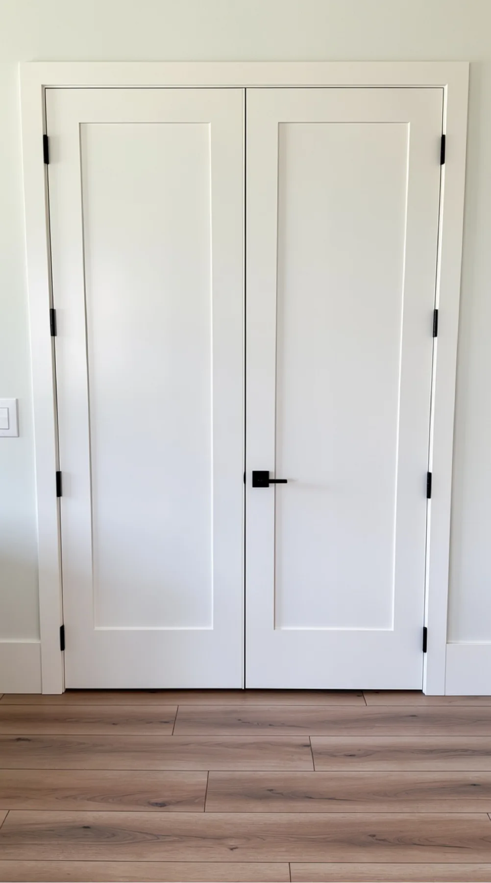 Solid-core double interior doors with hardware and 9 1/4 inch flat base at The El Sendero Project